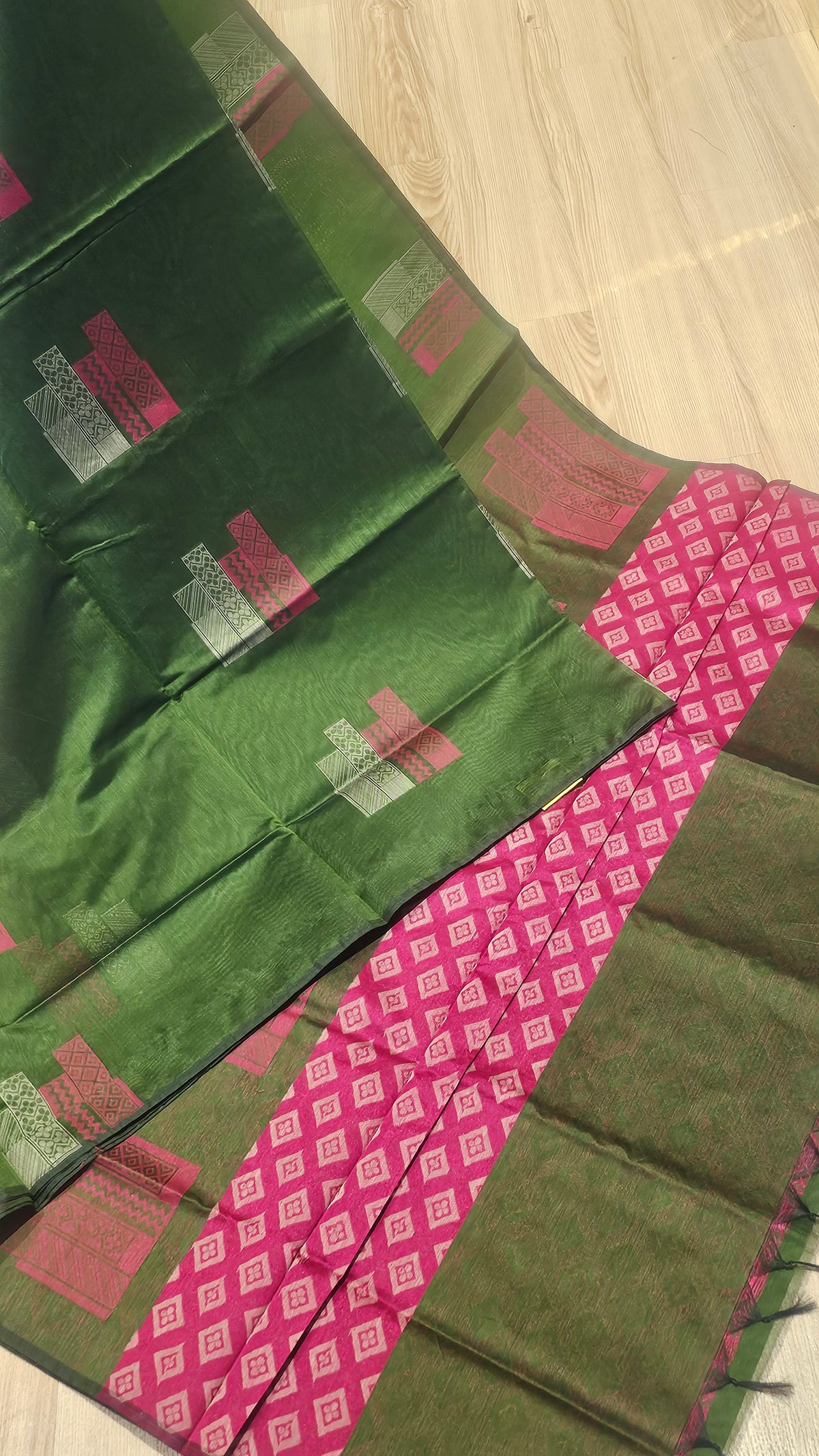 Elegant Silk Cotton Saree with Weaving Buttas | NAANAL