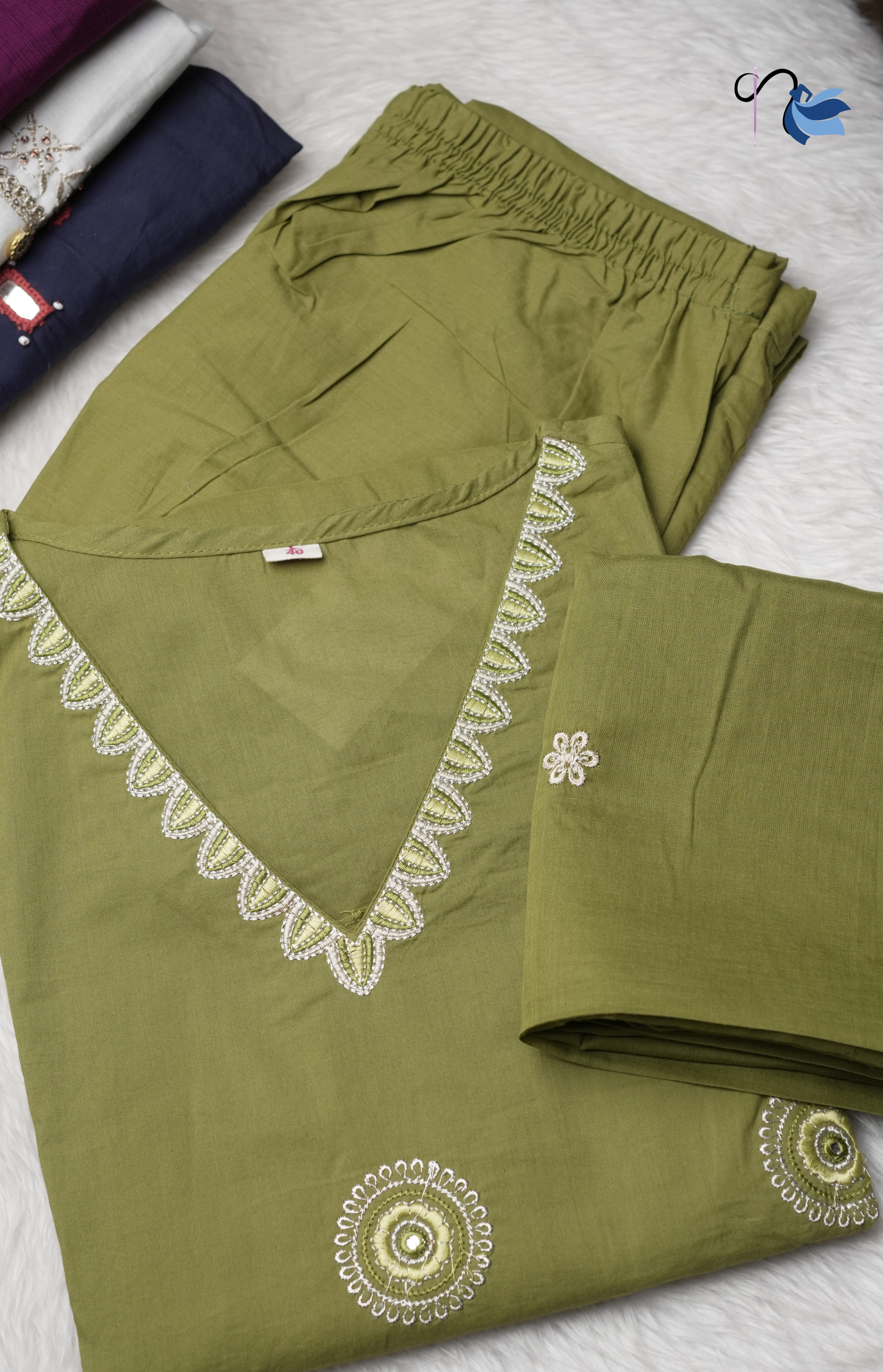 Cotton 3-Piece Salwar Set | Kurta Salwar Dupatta | Naanal