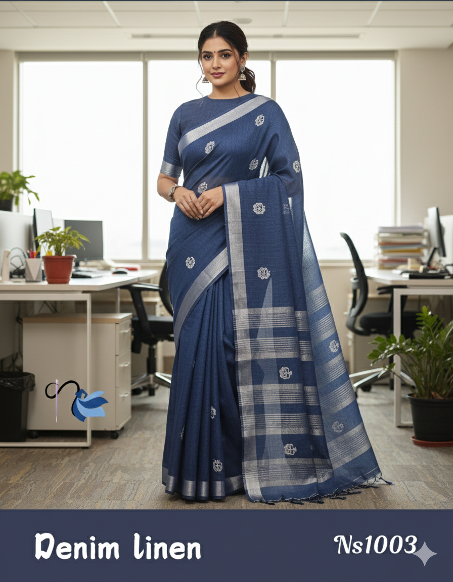 Linen cotton sarees