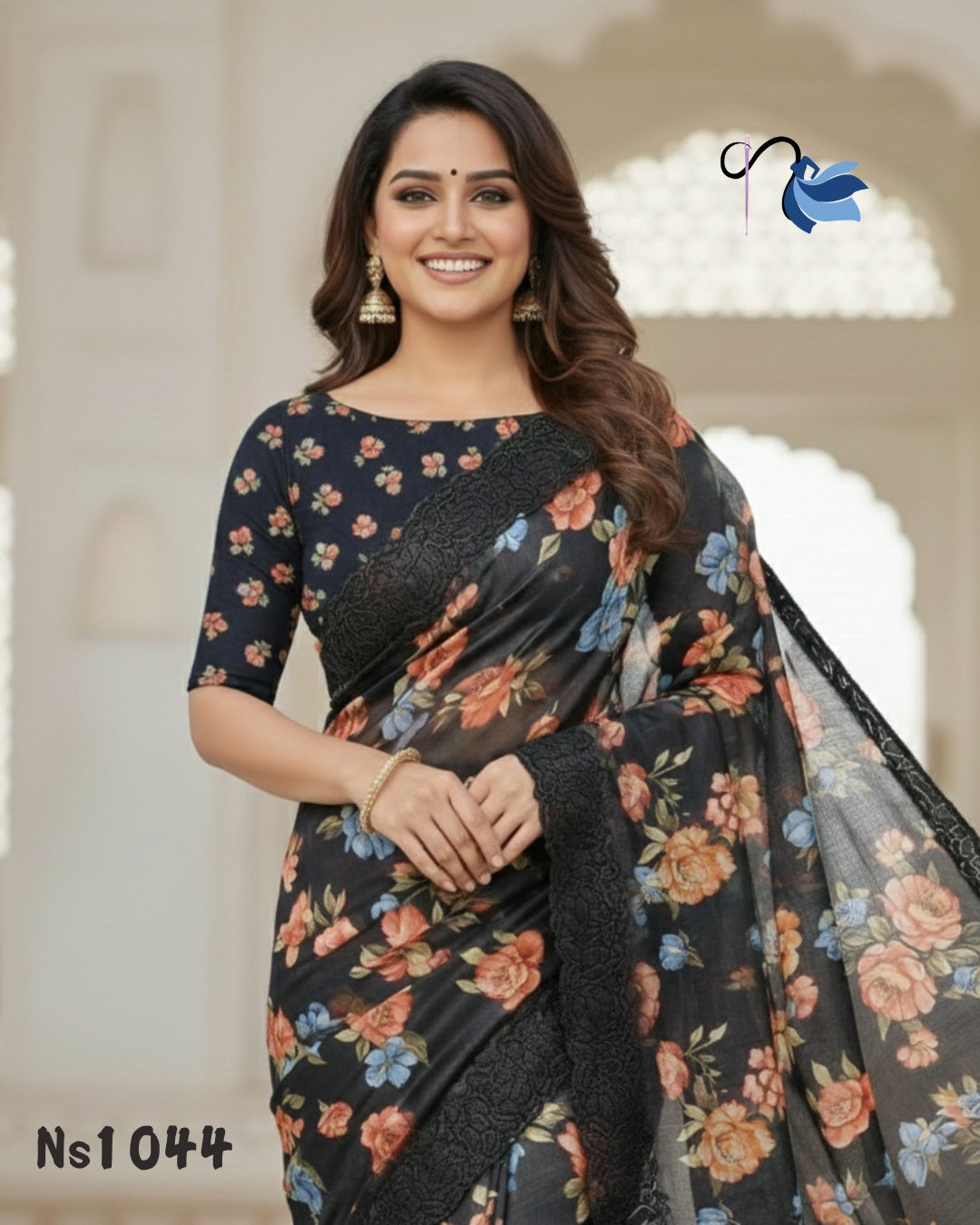 Tussar silk saree with cut work border