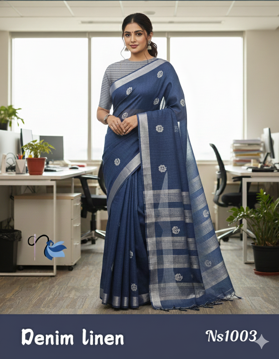 Linen cotton sarees