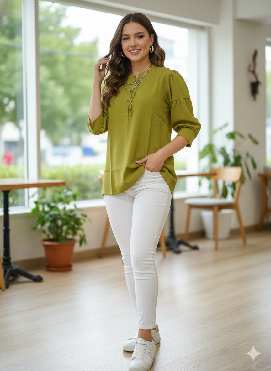 Ploy crepe short tops