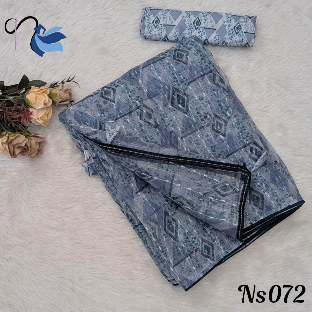 Digital printed organza saree