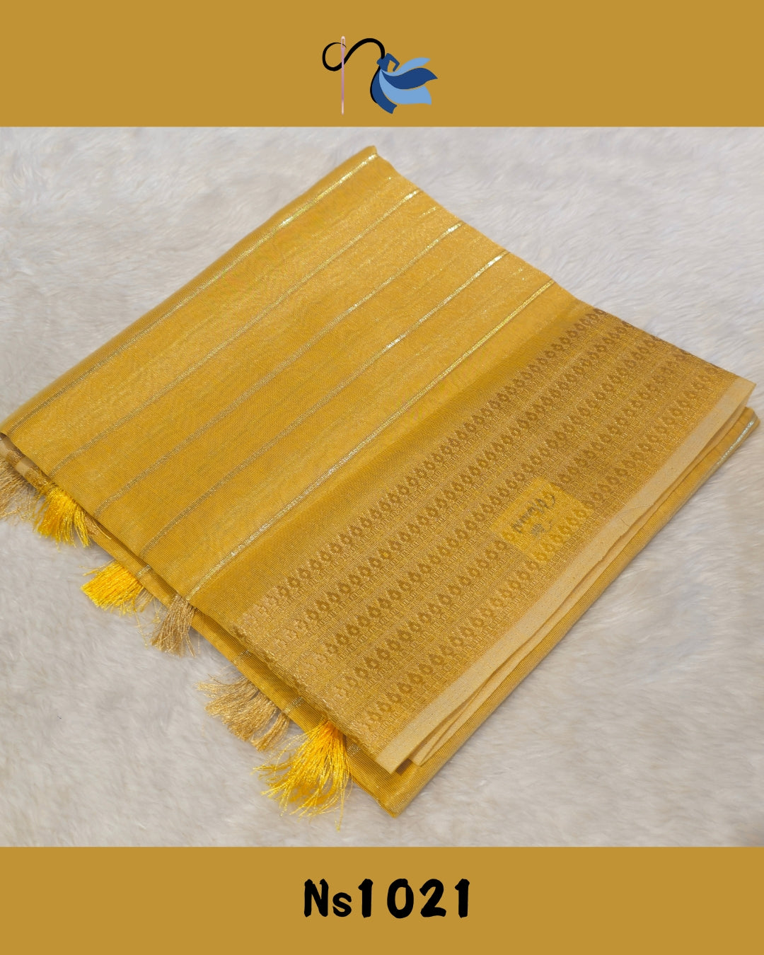 Golden linen tissue silk saree