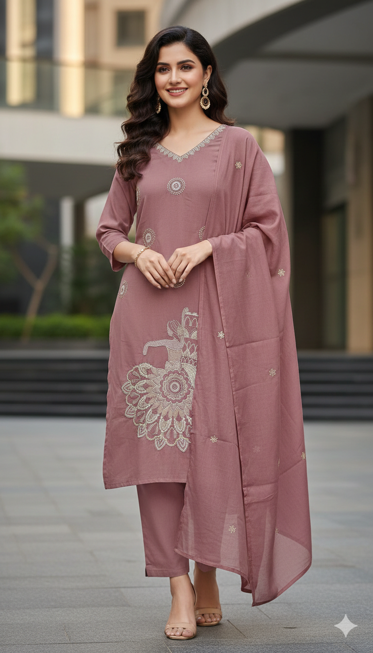 Cotton 3-Piece Salwar Set | Kurta Salwar Dupatta | Naanal