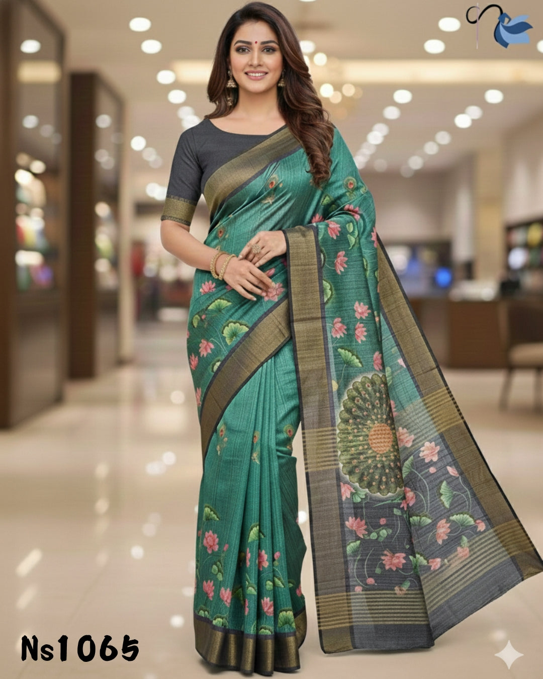 Pichwai pattern tussar silk saree