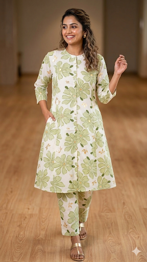 Vatikan Silk Floral Coord Set | Elegant Ethnic Wear for Women | NAANAL