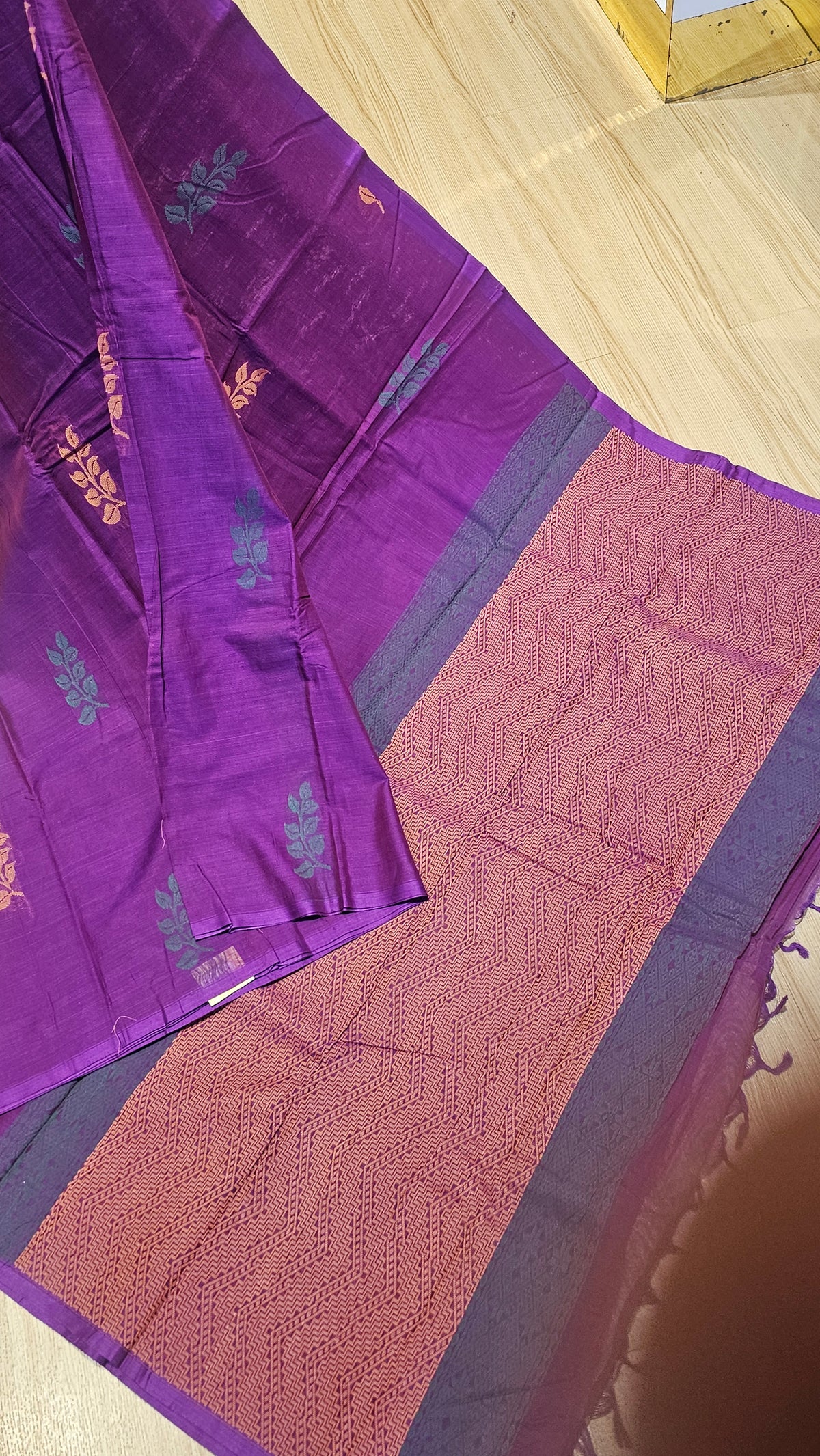 Authentic Chettinad Cotton Saree with Weaving Buttas | NAANAL
