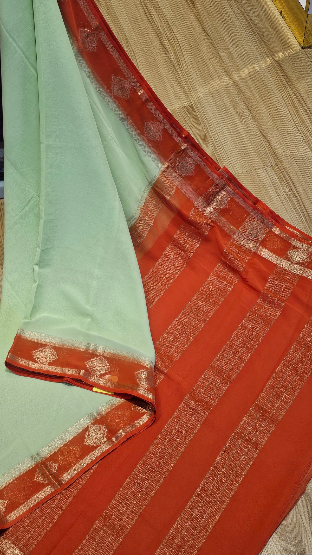 Elegant Mint Green Georgette Saree | Festive & Party Wear | Naanal