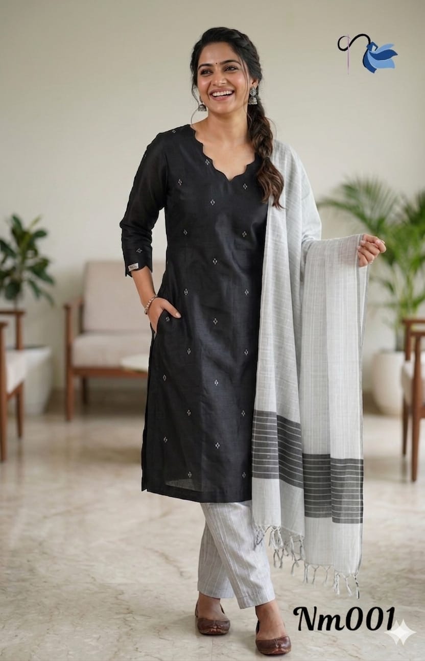 Silk Cotton 3-Piece Set | Luxury Everyday Ethnic Wear | Naanal