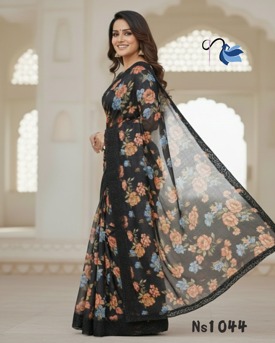 Tussar silk saree with cut work border