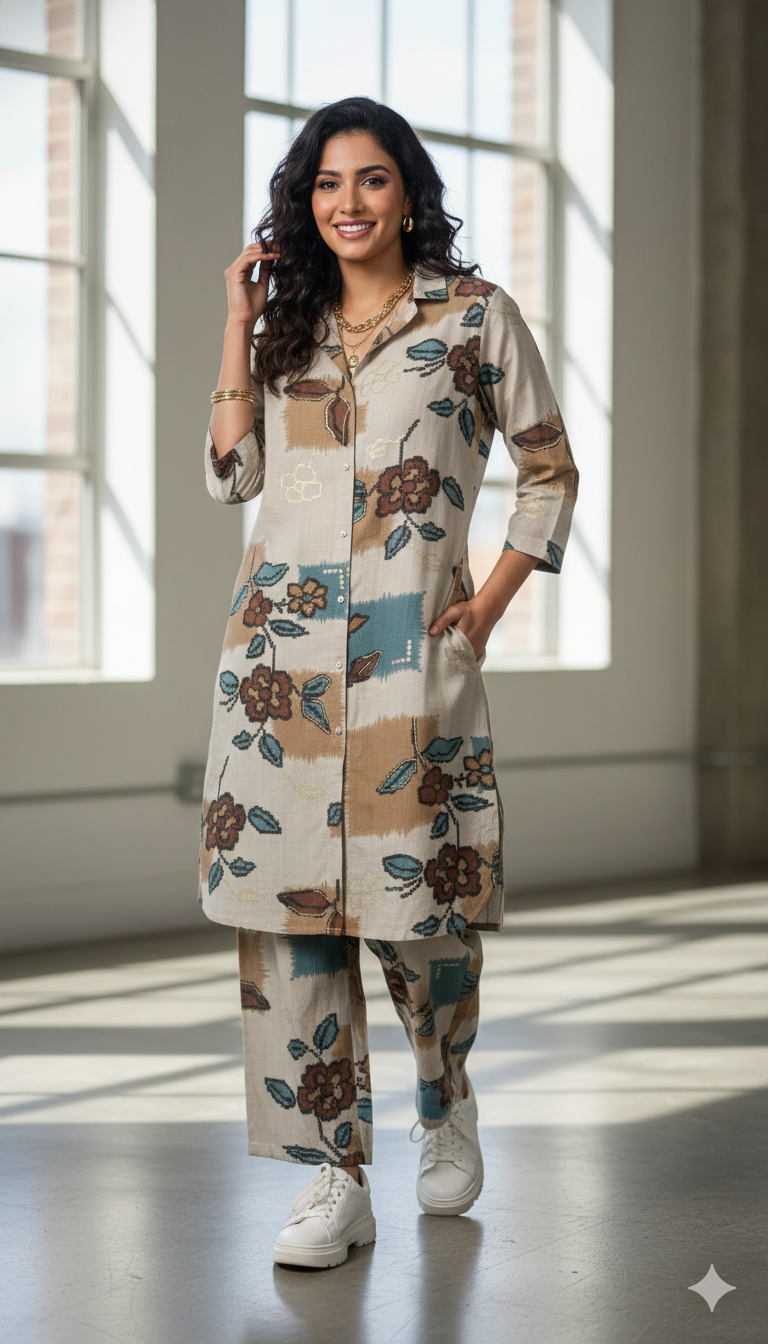 Vatikan Silk Co-Ord Set | Festive Luxury Ethnic Wear | Naanal