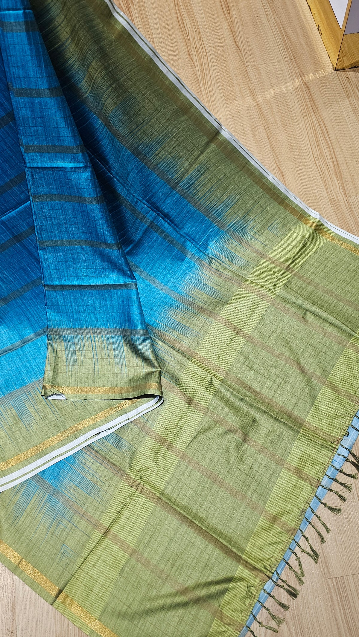 Premium Blue & Green Matka Silk Saree | Elegant Office Wear Saree