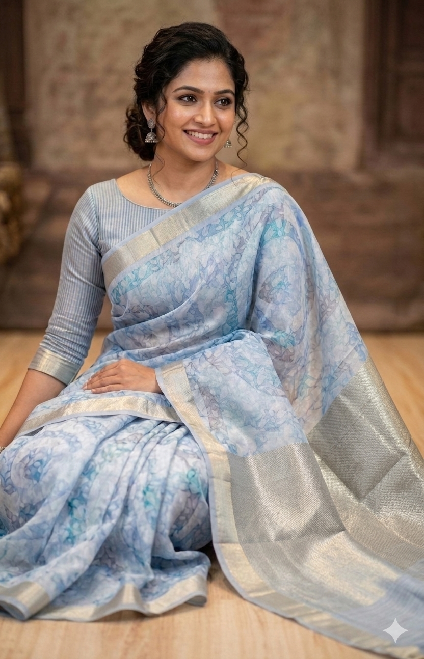 Pure Handloom Tussar Silk Saree with Gold Zari Border | Authentic Wild Silk | Naanal