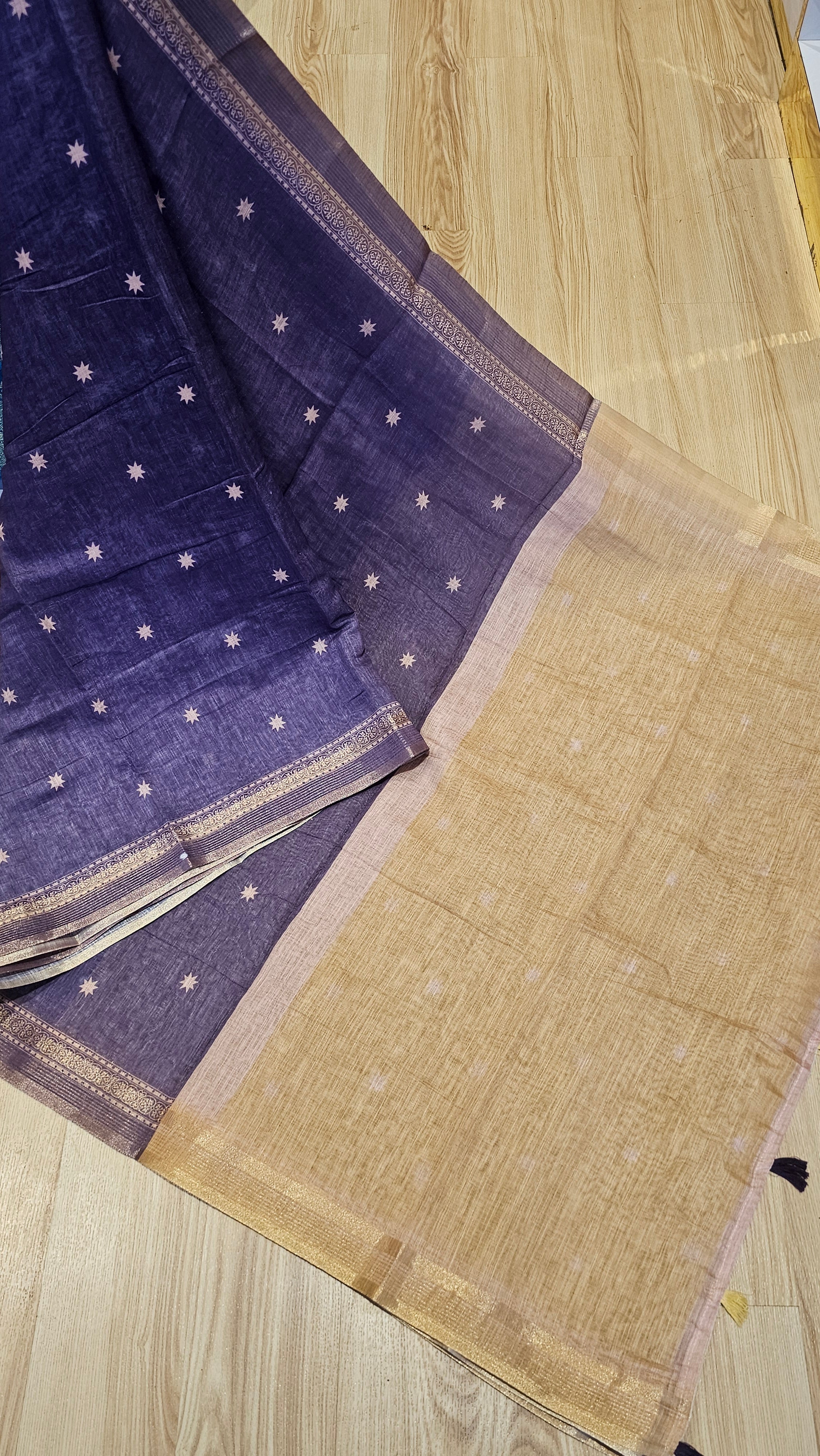 Purple Linen Cotton Saree | Lightweight Ethnic Wear – NAANAL