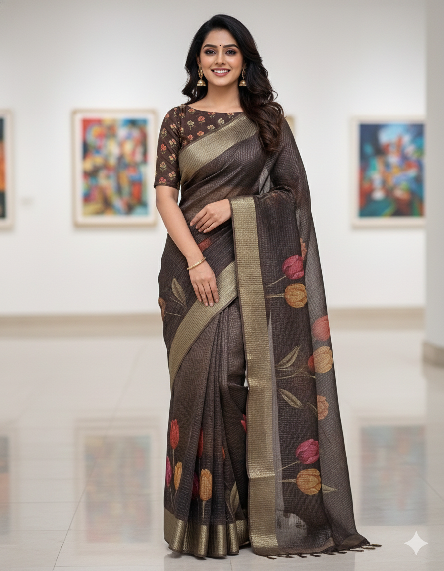 Tussar silk saree